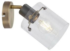 Foco de parede de design bronze com vidro transparente - Domo Moderno