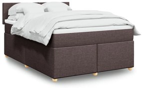 vidaXL Cama com molas/colchão 140x190 cm tecido castanho-escuro