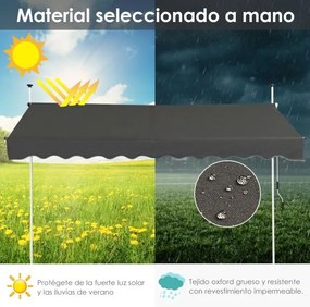 Toldo Telescópico e Retrátil 300 x 120 cm Resistente aos Raios UV Impermeável com Manivela Manual e Altura Ajustável para Janela Varanda Cinza
