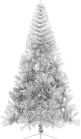 Meia árvore de Natal artificial com suporte 210 cm PET prateado