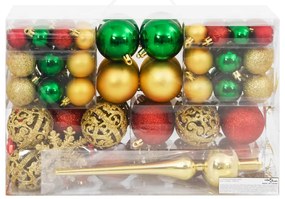 111pcs conj. enfeites Natal poliestireno vermelho/verde/dourado