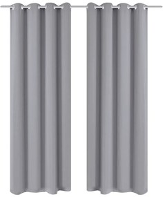 Cortinas opacas com anéis metálicos, cinzento, 2 pcs,135 x 245 cm