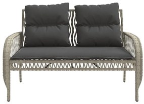 4 pcs conj. sofás jardim c/ almofadões vime PE cinzento-claro
