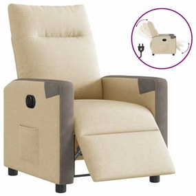 vidaXL Poltrona reclinável elétrica tecido cor creme