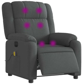 Poltrona reclinável de massagens elétrica tecido cinza-escuro