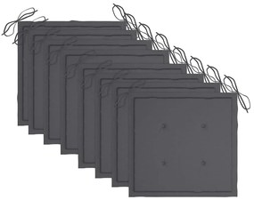 Cadeiras de jardim dobráveis c/ almofadões 8 pcs teca maciça