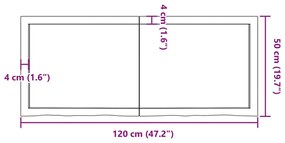 Tampo de mesa 120x50x(2-4) cm carvalho tratado castanho-claro