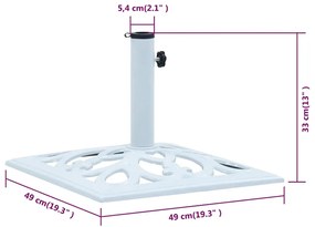 Base para guarda-sol 12 kg 49 cm ferro fundido branco