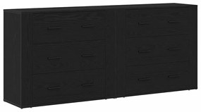 Buffets 2 pcs Carvalho Preto Madeira Engenheirada