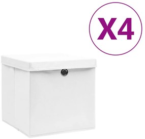 Caixas de arrumação com tampas 4 pcs 28x28x28 cm branco