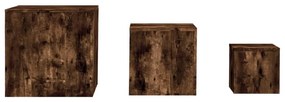 Mesas de apoio 3 pcs derivados de madeira cor carvalho fumado