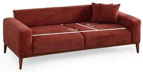 Sofá-cama de 3 lugares Sinor – Vermelho Telha – 225x92x75 cm