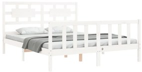 Cama sem colchão 160x200 cm madeira de pinho maciça branco