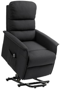 Poltrona Relax Reclinável Elétrica Poltrona Levanta Pessoas com Controlo Remoto e Bolso Lateral 66x90x96 cm Preto