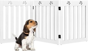 Portão de segurança com 4 painéis, portão de segurança para cães, portão de escada dobrável 203 x 60 x 1,5 cm marrom