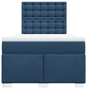 Cama boxspring com colchão 120x190 cm tecido azul