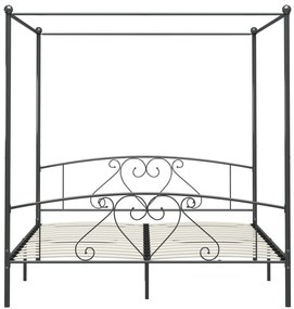 Estrutura de cama com dossel 180x200 cm metal cinzento