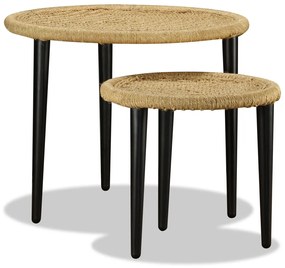 vidaXL Conjunto de mesas de centro 2 pcs juta natural