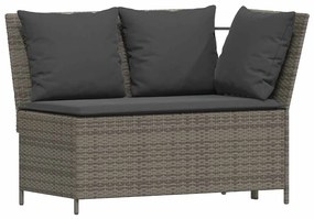 4 pcs conjunto de jantar p/ jardim c/ almofadões vime PE cinza