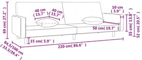 Sofá-cama 2 lugares com duas almofadas tecido preto