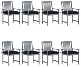 vidaXL Cadeiras de jardim c/ almofadões 8 pcs acácia maciça cinzento
