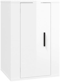 3 pcs conjunto móveis de TV madeira processada branco brilhante