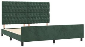Estrutura de cama c/ cabeceira 180x200 cm veludo verde-escuro