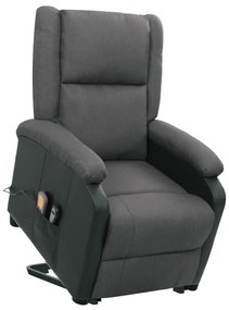 vidaXL Poltrona de massagens elevatória tecido cinzento-escuro