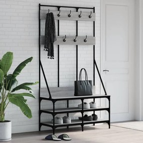vidaXL Bengaleiro com arrumação calçado 100x40x184 cm cinza sonoma