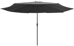Guarda-sol de jardim com poste de metal 390 cm antracite