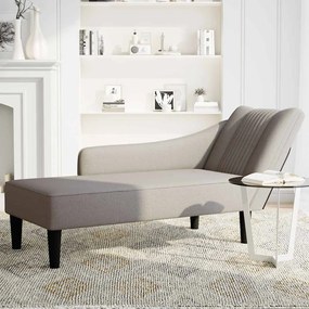 Chaise lounge com apoio de braço direito em tecido cinza
