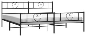 Estrutura de cama com cabeceira e pés 200x200 cm metal preto