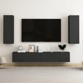 vidaXL 5 pcs conjunto de móveis de TV derivados de madeira preto