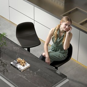 Conjunto 2 Bancos de Bar Reguláveis em Altura 84-104 cm com Encosto e Apoio para os Pés Estofadas em PU Giratórias em 360° Preto