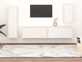 Móveis de TV 4 pcs madeira de pinho maciça branco