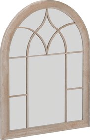 Espelho de painel de janela estilo rústico arqueado 88,5 x 69 x 3,5 cm e montado na parede com moldura metálica cinza