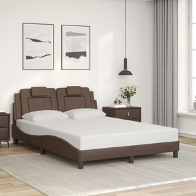 vidaXL Estrutura cama c/ cabeceira couro artificial 140x190cm castanho