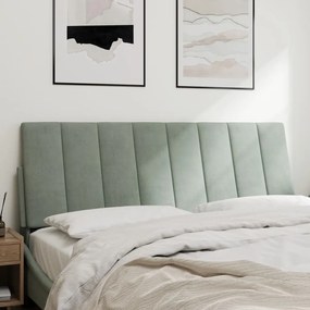 Almofadão de cabeceira 120 cm veludo cinzento-claro