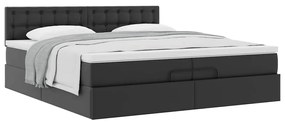 Estrutura de cama otomana com colchões pele artificial preta