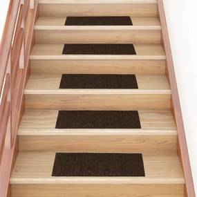 vidaXL Tapetes de escada autoadesivos 30 peças 60x25 cm marrom retangular