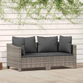 2 pcs conjunto lounge de jardim c/ almofadões vime PE cinzento