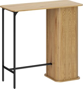 HOMCOM Mesa Alta para Refeições, Mesa de Bar com 3 Prateleiras de Armazenamento e Pés em Metal, 112x50x106cm, Madeira Natural | Aosom Portugal