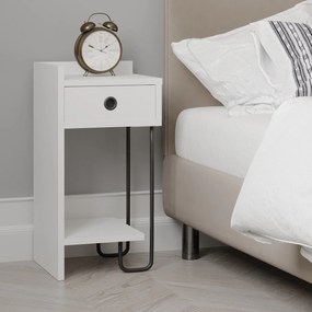 Mesa de Cabeceira Sirius Left – Branco – 32x61x30 cm