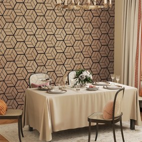 Conjunto de 4 painéis acústicos 81 x 66 cm com 9 painéis hexagonais de madeira para redução de ruído e decoração de tetos e paredes