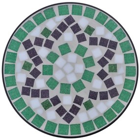 Mesa de apoio para plantas em mosaico verde e branco