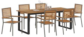 Conjunto de Jantar de Jardim 7 pcs Cinzeto 200 x 90 x 75 cm
