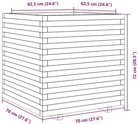 Vaso/floreira de jardim 70x70x72 cm pinho maciço castanho mel