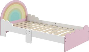 Cama para Crianças de 3-6 Anos 143x74x66 cm (COLCHÃO NÃO INCLUIDO) Cama Infantil de Madeira em Forma de Arco Íris Rosa