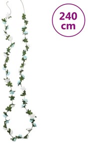 Grinaldas de flores de Natal 6 pcs 240 cm azul e branco
