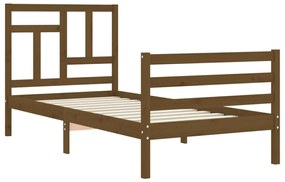 Estrutura cama cabeceira 90x200 cm madeira maciça castanho-mel